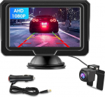 AHD 1080P 4.3-tolline tagurduskaamera koos monitoriga, ei vaja puurimist, tagurduskaamera, auto, lihtne paigaldus, sobib &ouml;ise n&auml;gemise jaoks, IP68 veekindel, auto tagurduskaamera, toetab DC 12 V autot