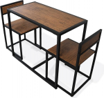 DIVCHI 3 Piece Dining Table Set, Kitchen Table and Chair Sets for 2 Breakfast Bar Tables and Chairs, Space Saving Design for Dining Room, Living Room, Kitchen (Brown)