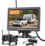 Juhtmeta tagurduskaamera komplekt 7-tollise monitoriga, 2 tagurduskaamerat IP68 veekindel IR &ouml;&ouml;n&auml;gemisega juhtmeta autokaamera RV veoauto bussidele autodele veoautodele haagissuvilatele 12V-36V