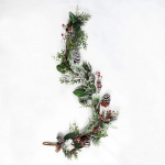 SHATCHI Loodusliku v&auml;limusega kunstlikud lumelehed, lilled, k&auml;bid ja marjad p&auml;rg esiuksele rippuvad j&otilde;ulukaunistused Xmas pulmadekoratsioon roheline girland 150 cm