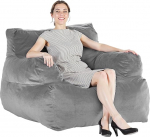 VEVOR Bean Bag Sofa Chair (1118 x 1143 x 780 mm) with Armrests for Adults, Fluffy Plush & High Density Foam Filling, Bean Bag with Zapper, Lazy Sofa for Bedroom, Grey