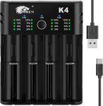 IMREN 18650 laadija, universaalne akulaadija 4 pesaga, 2A kiire USB-C akulaadija 3.7V Li-Ion aku 18350 14500 14650 17500 18700 20700 21700 22650 26650 1.2V NI-MH/NI-Cd AA jaoks.