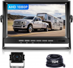 VECHTEL tagurduskaamera autole, AHD 1080P 7-tolline LCD monitor ja komplekt, tagantj&auml;rele vaatamise kaamera 15 m kaabliga, IP69 veekindel, &ouml;ine n&auml;gemine, sobib veoautodele, haagissuvilatele, haagissuvilatele.