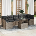 Rantry 8-teiliges Garten-Sofa-Set mit Kissen Grau Poly Rattan, 2-Sitzer Garten-Sofa mit Stauraum und Kissen Grau Poly Rattan Gartenlounge Model3357152