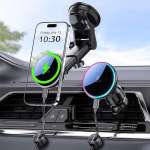 MOKPR MagSafe autokinnitusele koos laadimisfunktsiooniga, 15 W Magsafe autokinnitusele laadimisfunktsiooniga mobiiltelefoni hoidja auto magnet koos laadimisfunktsiooniga armatuurlaual / tuuleklaasile iPhone 16/15/14 jaoks