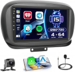 Hikity [4+64GB] Android 13 autoraadio CarPlay Androidi juhtmevaba auto Fiat 500X 2014-2020 raadioekraani 9-tolline autoraadio Bluetooth peeglilink navigatsioon GPS EQ DSP WiFi FM