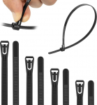 Armpow pakend 100-st 7,6 mm x 400 mm kaablisidemetest Taaskasutatavad UV-kindlad tugevad nailonist suletavad kaablisidemed 50 kg t&otilde;mbetugevusega (must)