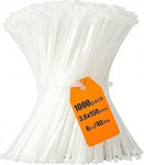 Kaablipaelad, valge, 6-tollised kaablipaelad, 150 x 3,6 mm nailonpaelad, t&otilde;mbetugevus 40 naela, UV-kindel, plastist paelad, iselukustuvad suured rasked t&ouml;&ouml;koja, siseruumide, v&auml;litingimustes, 1000