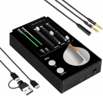 SMSL R1 DAC k&otilde;rvaklappide v&otilde;imendi, lauaarvuti USB-C digitaalne analoog audiomuundur m&auml;ngude PC PS5 jaoks, mikrofon/USB/optiline/koaksiaalne sisend, 3.5mm/4.4mm/RCA v&auml;ljund, EQ/Bass/Treble kontroller, mustas toonis