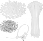 hankekaart 240tk 1,1" kaabli sidemete sadula t&uuml;&uuml;pi kinnitused koos 6" kaabli sidemete ja M5 keermestuskruvidega, kaabli korraldaja hoidja klambrite komplekt, valge