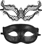 OIDEA Veneetsia mask paaridele: 2 tk paaride maskeerimine seksika pitsimaskiga must silmamask kost&uuml;&uuml;m karneval Cosplay Party Masquerade meestele ja naistele, akr&uuml;&uuml;lnitriilbutadieen st&uuml;reenist