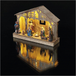 EMOS j&otilde;ulup&auml;rlimus koos k&auml;sitsi maalitud figuuridega, j&otilde;ulukaunistus 5 LED-iga, soe valge valgus, patareidega (3 x AA), IP20 siseruumides, 6/18h taimeri funktsioon, 10,000 tundi eluiga.