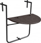 Mueblear ARANAZ S.L. MANUFACTURAS de la Wood Side Table for Balcony, Brown, Oval Format, Foldable, Polyethylene, 66 x 61 x 5 cm