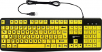 Geemarc KBSV3_YEL_GE USB-klaviatuur saksa, QWERTZ, Windows&reg; must, kollaneExtragro&szlig;e Tasten