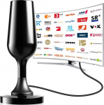 Siseruumiantenn telerile, DVBT2 antenn, DVBT antenn sobib kohalikele saatjatele, toaantenn 360&deg; k&otilde;ikeh&otilde;lmav vastuv&otilde;tt, toetab 4K/1080P HD digikanaleid, magnetilise alusega, 2,5 m pikkune kaabel.