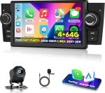 4GB+64GB Autoradio f&uuml;r FIAT Punto 05-09/Linea 07-11 mit Wireless Carplay Android Auto, Car Stereo mit GPS Navi WiFi Bluetooth RDS/FM Radio USB SWC Mirror Link Canbus + Tagkamera