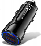 Auto laadimisadapter Sigaretis&uuml;&uuml;taja kiirlaadimine kaasaskantav Mini QC3.0 autolaadija kahe USB-pordiga (must) GN-B2