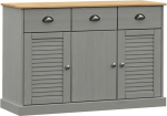 KOIECETA VIGO Sideboard with Drawers 113 x 40 x 75 cm Solid Pine Wood Grey