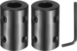 sourcing map 2 St&uuml;ck Wellenkupplung, 1,6 cm Bohrung 3,8 cm Au&szlig;endurchmesser, 5,1 cm L&auml;nge, schwarz oxidierter Stahl, starre Kupplung mit Sechskantschl&uuml;ssel f&uuml;r 3D-Drucker, Motorrad (4 Schrauben pro