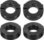 sourcing map 4 x doppelt geteilte Schaftmanschette f&uuml;r 11/16 Zoll Schaft, zweiteiliger Klemmkragen, 3,5 cm Au&szlig;endurchmesser, 1,1 cm Breite, Schwarzoxid-Stahlschlossklemme, Stellschrauben-Stil