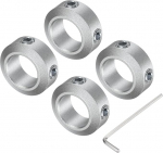 sourcing map Screw Shank Collar for 12mm Shank, 4 Clamping Collars 20mm OD, 8mm Thickness, Aluminum Alloy Clamping Collar with M5 Set Screws and a Wrench