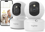 BoyKeep 2.4G/5GHz Indoor Surveillance Camera, 2K 360&deg; WLAN Surveillance Camera, Indoor Dog Camera with App, Baby Monitor with Camera with Motion Detection, Night Vision, Two-Way Audio, K30 (White
