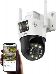 ZOSI 8MP Pan/Tilt WLAN v&auml;livaatluskaamera kahe objektiiviga (4MP + 4MP), 2.4G WiFi kaamera 8X h&uuml;briidzoom, AI tuvastamine, pistikupesa, C298 Max.