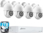 ANRAN 4K UHD PoE v&auml;livalve kaamerakomplekt, 8CH NVR koos 2TB HDD-ga 24/7 salvestamiseks, 4x 8MP PoE IP-kaamera j&auml;lgimine automaatse j&auml;lgimisega, 30M &ouml;ine n&auml;gemine, PTZ-kaamera 360&deg; p&ouml;&ouml;ratavus