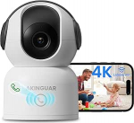 4K UHD siseruumide valvekaamera, 2,4/5 GHz WiFi 360&deg; PT siseruumide kaamera, AI tuvastamine ja j&auml;lgimine, kahesuunaline heli, auto j&auml;lgimine, &uuml;he puudutusega k&otilde;ne, &ouml;&ouml;n&auml;gemine, lastele/vanematele/loomadele.