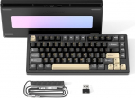 ATTACK SHARK X75 VIA t&auml;isalumiiniumist traadita mehaaniline m&auml;nguklaviatuur, BT/2.4GHz/USB-C kaabel, kuumvahetusega eel-&otilde;mmeldud lineaarne l&uuml;liti RGB, 75% QWERTY paigutus viiekihilise polstriga - must