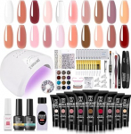 ROSALIND Poly Nail Gel Starter Set koos 48 W UV-lambiga, Poligel for Nails 20 v&auml;rvi Gel Nails DIY Set Nail Set Gel Nails Starter Set Poly Nail Extension Gel koos Base Top Coat/Slip Solution'iga