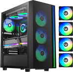 BitFenix Fang Mesh 4 ARGB ventilaatorit, k&otilde;rge &otilde;huvooluga PC m&auml;ngukarbi must, GPU tugi 360mm, 240 Top/360 Front AIO tugi, 4+4 kontroller (LED/PWM s&uuml;steem) Temper Glass Aura SYNC/Mystic Light/RGB Fusion 2.0