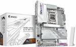 GIGABYTE X870E AORUS Elite WIFI7 Ice emaplaat - toetab AMD Ryzen 9000 protsessoreid, digitaalne 16+2+2faasiline VRM, kuni 8200MHz DDR5 (O.C.), 3X PCIe 5.0 + 1x PCIe 4.0, Wi-Fi 7, 2.5GbE LAN