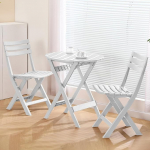 KAIHAOWIN Bistro Set 3-osaline bistro laud koos 2 tooliga Kokkupandav r&otilde;dulaua komplekt 2 inimesele, v&auml;ike aia laud plastikust koos 2 tooliga, r&otilde;dum&ouml;&ouml;bel aeda, r&otilde;dule, valge