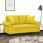 2-kohaline diivan dekoratiivsete pehmendustega diivan Diivan Lounge diivan Polsterdatud diivan Relax diivan Kahekohaline diivan K&uuml;lalissohv Diivan Loveseat Diivanid elutuppa magamistuppa k&uuml;lalistetuppa Kollane 120 cm Velvet