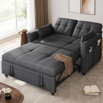 YITAHOME diivanvoodi magamisfunktsiooniga, 182 x 136 cm diivan, 5-tasandiline reguleeritav seljatugi, 3-in-1 diivanvoodi 2 padjaga ja k&uuml;ljetasku, 2-kohaline diivanvoodi k&uuml;lalistetuppa, hall