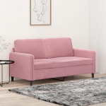 2-Sitzer Diivan Rosa Samt 140 cm Modernes Wohnzimmer Sofa Bequem mit Metallgestell f&uuml;r Wohnzimmer Schlafzimmer Entspannen Fernsehen
