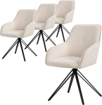 ML-Design P&ouml;&ouml;rlevad s&ouml;&ouml;gitoa toolid, 4 tooli, tekstiilkootud kangas, kreemikas, elutoa toolid k&auml;etoega / seljatoega, 360&deg; p&ouml;&ouml;rlev tool, metalljalgadega polsterdatud tool, ergonoomiline tool, k&ouml;&ouml;gitool, puhketool, tugitool