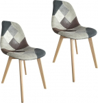 San Marco Patchwork polsterdatud s&ouml;&ouml;gitoolid puidust jalgadega komplekt 2, 4, 6 (pruun, 2)