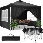 COBIZI Gazebo 3 x 3 m veekindel stabiilne talvekindel kokkupandav Gazebo Peotelk Aia Gazebo koos ventilatsiooniga 4 k&uuml;lgpaneeli 4 liivakotti K&otilde;rgus reguleeritav Pop Up kokkupandav aiatelk, must