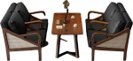 Rattan-Leder-Caf&eacute;-Sofa-Set - Kommerzielle Sitzgelegenheit f&uuml;r Caf&eacute; und Milchtee-Gesch&auml;ft, rustikales Design, langlebig und bequem