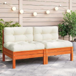 Garten-Ecksofa modular aus Kiefernholz Massivholz mit Grauen Kissen als Outdoor-Lounge-Set f&uuml;r die Flexible Gestaltung