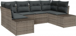 Rantry 6-teiliges Garten Sofaset mit Kissen Grau Poly Rattan Gartenlounge Model3355868