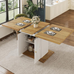 Ausziehbarer Esstisch, Ausziehbarer K&uuml;chentisch, Fr&uuml;hst&uuml;ckstisch, mit Holzfurnier & Relief-Dekor, f&uuml;r K&uuml;che, Esszimmer, Wohnzimmer, 110-140&times;70&times;76.5cm (Wei&szlig;)