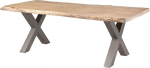 MASSIVMOEBEL24.DE Freeform 5 mangopuust laud, beež lakk, X-jalad matt h&otilde;bedased, 240 x 100 x 77 cm, t&auml;ispuidust laud, Wane, s&ouml;&ouml;gilaud