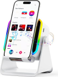Juhtmeta induktsiooniga audio Bluetooth-k&otilde;lar, 5 in 1 disain koos RGB libisemisvastase alusega 4-13-tollise telefoni jaoks, Bluetooth 5.3, vahetu m&auml;ng, t&auml;iuslik tehnikakingitus