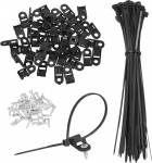 hankimise kaart 60tk 3/4" kaabliside sadulakinnitid koos 6" kaablisidemete ja M3 keermestuskruvidega, traadi korraldaja hoidja klambrite komplekt, must
