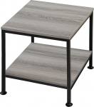 KirKical 2 Tier Side Table Square Metal Frame Rustic Grey Bedside Table Sturdy Easy Assembly Simple Style for Living Room Bedroom 1 Piece