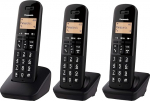 Panasonic KX-TGB613EB DECT Schnurloses Telefon mit gro&szlig;er Taste, mit st&ouml;render Anrufsperre (drei H&ouml;rer Pack) - Schwarz