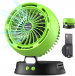 P&auml;ikeseventilaator, telkimisventilaator LED-valgusega, p&auml;ikesepaneel, ventilaatori aku 7800 mAh, 4-kiiruseline lauaventilaator, USB-ventilaator, vaikne, kokkupandav p&auml;ikesepaneeliga kaasaskantav ventilaator &otilde;ue/v&auml;ljakule (roheline)